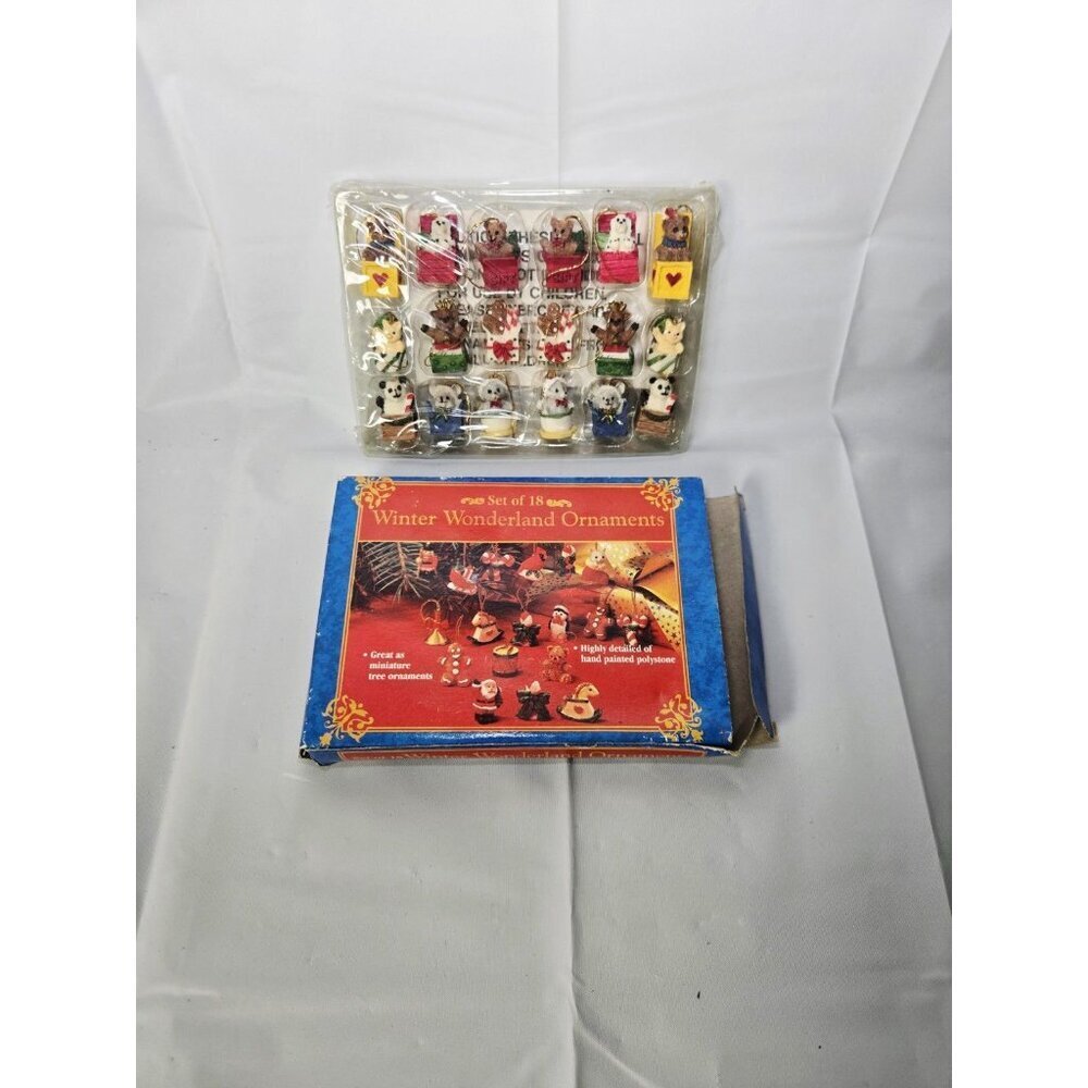 Toyland Mini Christmas Ornaments Hand Painted Polystone Giftco New - Set of 18